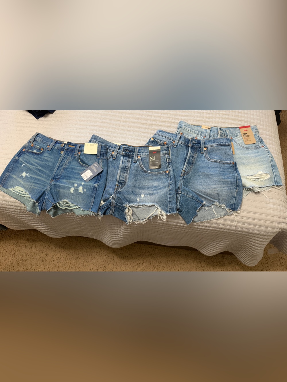 Levi's Women's Distressed Denim Shorts in Light Blue Wash